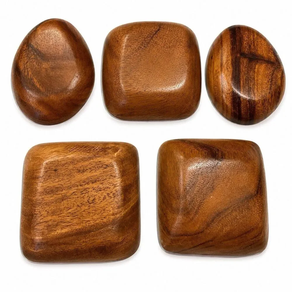 Vtg Hand Carved Wooden Bowls Set Of 5 Monkey Pod Acacia Mid Century Modern MCM